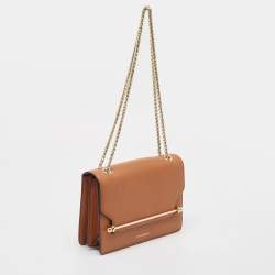 Strathberry Brown Leather East/West Chain Shoulder Bag