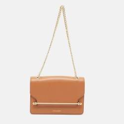 Strathberry Brown Leather East/West Chain Shoulder Bag
