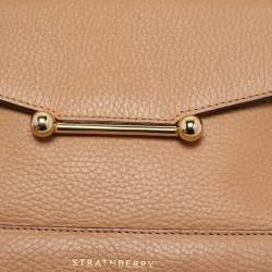 Pre Owned Strathberry Beige Leather Mosaic Top Handle Bag