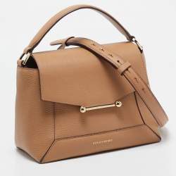 Pre Owned Strathberry Beige Leather Mosaic Top Handle Bag