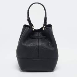 Pre Owned Strathberry Black Leather Mini Lana Osette Bucket Bag