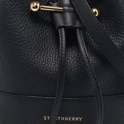 Pre Owned Strathberry Black Leather Mini Lana Osette Bucket Bag