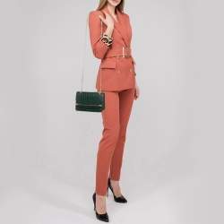 Pre Owned Strathberry Green Croc Embossed Leather East/West Mini Shoulder Bag