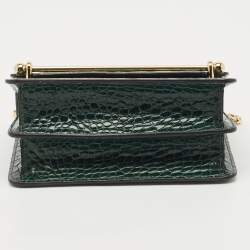 Pre Owned Strathberry Green Croc Embossed Leather East/West Mini Shoulder Bag