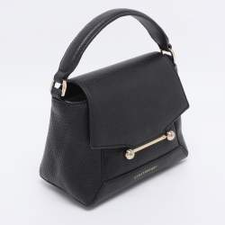 Pre Owned Strathberry Black Leather Nano Mosaic Crossbody Bag