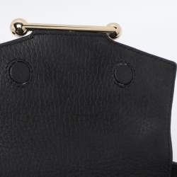 Pre Owned Strathberry Black Leather Nano Mosaic Crossbody Bag