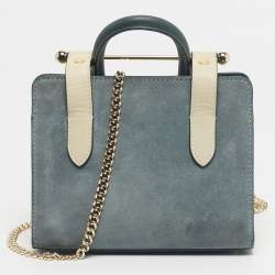 Pre Owned Strathberry Tricolor Suede and Leather Nano Midi Top Handle Bag