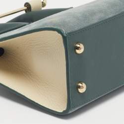 Pre Owned Strathberry Tricolor Suede and Leather Nano Midi Top Handle Bag