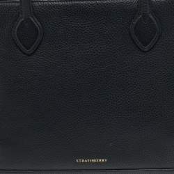 Pre Owned Strathberry Mosiac Black Leather Shopper Tote