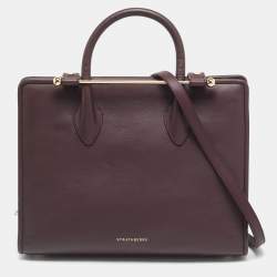 مملوكة مسبقًا Strathberry Midi Dark Burgundy Leather Tote