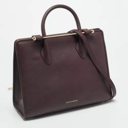 مملوكة مسبقًا Strathberry Midi Dark Burgundy Leather Tote