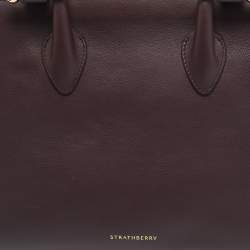 مملوكة مسبقًا Strathberry Midi Dark Burgundy Leather Tote