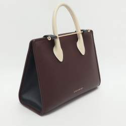 Pre Owned Strathberry Midi Dark Burgundy Leather Tote