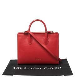 Strathberry Red Leather Midi Tote