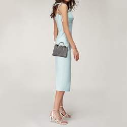 Pre Owned Strathberry Grey Croc Embossed Leather Nano Tote Shoulder Bag