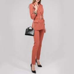 Strathberry Black Croc Embossed Leather Nano Tote