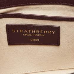 Pre Owned Strathberry Burgundy Leather Nano Midi Tote