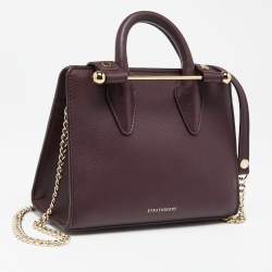 Pre Owned Strathberry Burgundy Leather Nano Midi Tote