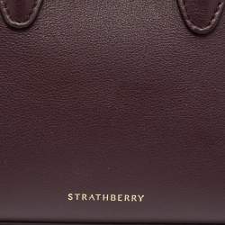 Pre Owned Strathberry Burgundy Leather Nano Midi Tote