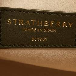 Pre Owned Strathberry Olive Green/Beige Leather Midi Tote