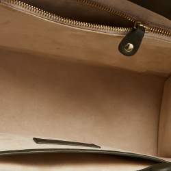 Pre Owned Strathberry Olive Green/Beige Leather Midi Tote