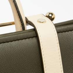 Pre Owned Strathberry Olive Green/Beige Leather Midi Tote