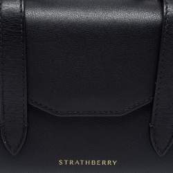 Strathberry Black Leather Micro Allegro Top Handle Bag