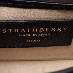 Strathberry Black Leather Micro Allegro Top Handle Bag