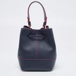 Pre Owned Strathberry Navy Blue/Pink Leather Mini Lana Osette Bucket Bag