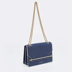 Pre Owned Strathberry Navy Blue Leather East West Shoulder Bags
