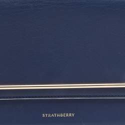 Pre Owned Strathberry Navy Blue Leather East West Shoulder Bags
