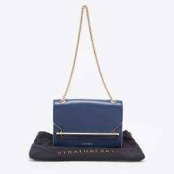 Pre Owned Strathberry Navy Blue Leather East West Shoulder Bags