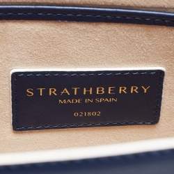 Pre Owned Strathberry Navy Blue Leather East West Shoulder Bags