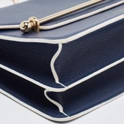 Pre Owned Strathberry Navy Blue Leather East West Shoulder Bags