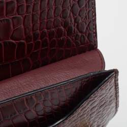 Pre Owned Strathberry Burgundy Croc Embossed Leather Stylist Shoulder Bag