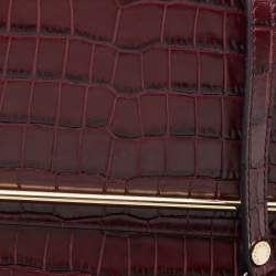 Pre Owned Strathberry Burgundy Croc Embossed Leather Stylist Shoulder Bag