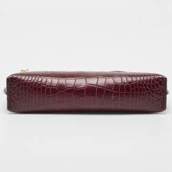 Pre Owned Strathberry Burgundy Croc Embossed Leather Stylist Shoulder Bag