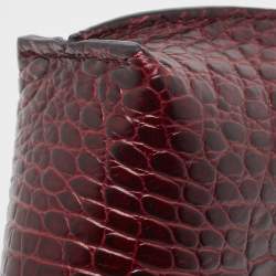 Pre Owned Strathberry Burgundy Croc Embossed Leather Stylist Shoulder Bag