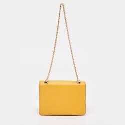 Pre Owned Strathberry Yellow Leather Mini East West Leather Crossbody Bag