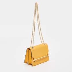 Pre Owned Strathberry Yellow Leather Mini East West Leather Crossbody Bag