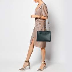 Pre Owned Strathberry Dark Green Leather Midi Tote