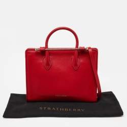 Strathberry Red Leather Midi Tote