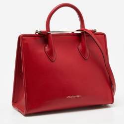 Strathberry Red Leather Midi Tote