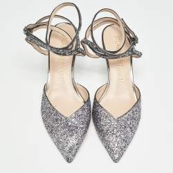 Pre Owned Stuart Weitzman Grey Coarse Glitter The Revel Pumps Size 40.5