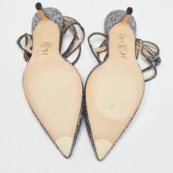 Pre Owned Stuart Weitzman Grey Coarse Glitter The Revel Pumps Size 40.5