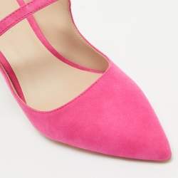 Stuart Weitzman Pink  Suede Dazzle 75 Embellished Mules Size 37