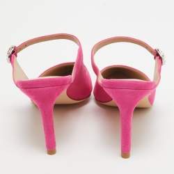 Stuart Weitzman Pink  Suede Dazzle 75 Embellished Mules Size 37