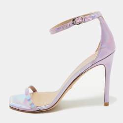 Stuart Weitzman Purple Iridescent Leather Ankle Strap Sandals Size 39