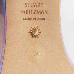 Stuart Weitzman Purple Iridescent Leather Ankle Strap Sandals Size 39