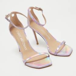 Stuart Weitzman Purple Iridescent Leather Ankle Strap Sandals Size 39